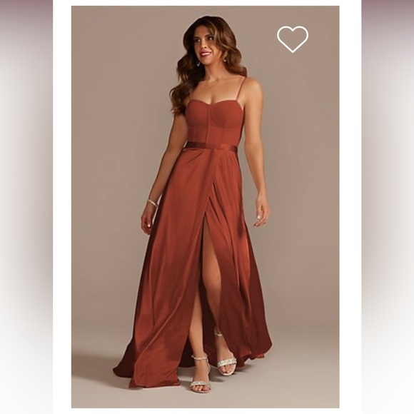 david's bridal rust bridesmaid dresses Sheath V Neck Rust Velvet Long Bridesmaid Dresses, Rust / 0